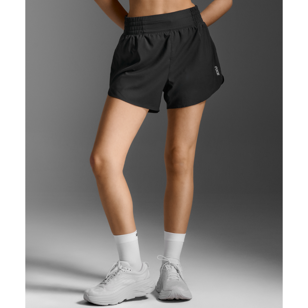 Aero Hi-Rise 4 Inch Shorts Black/Silver Reflective