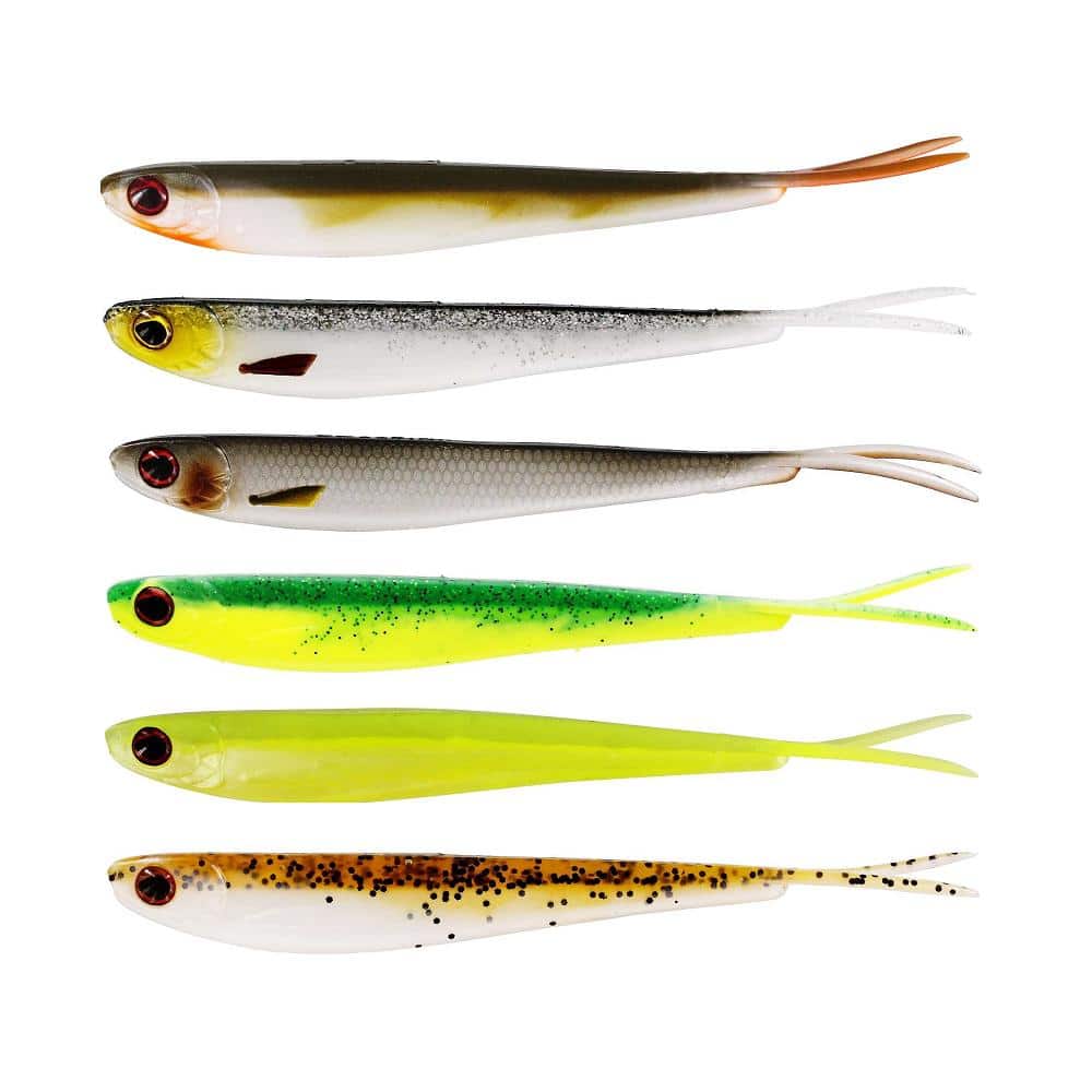 6-pakning Mixed Colors TwinTeez V2 V-Tail 14,5cm 9g