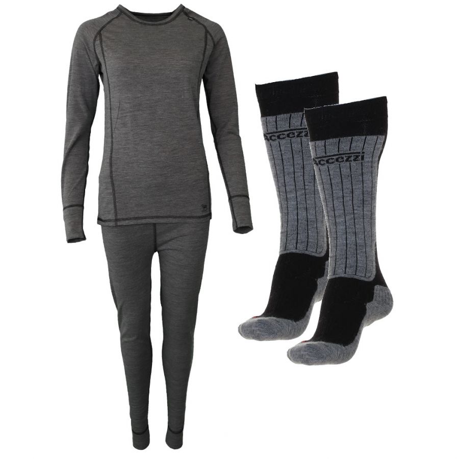 Accezzi merino skiundertøj + 2 par merino skisokker
