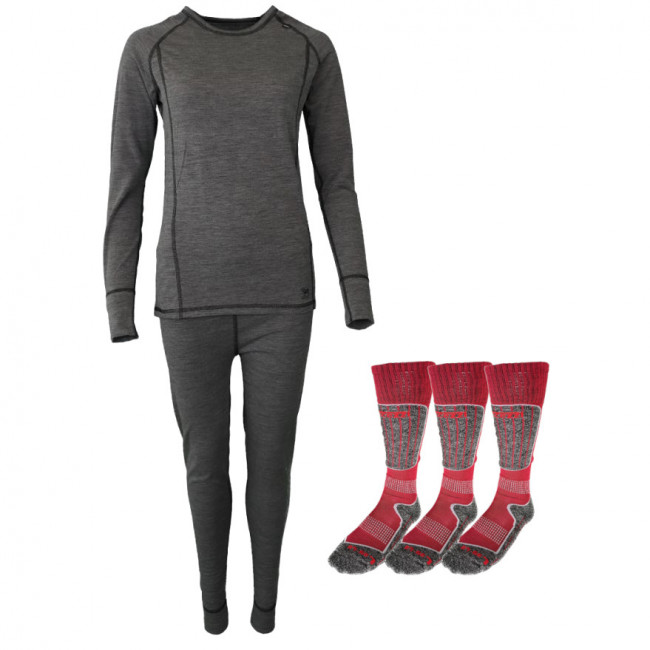 Accezzi merino skiundertøj + 3 par merino skistrømper