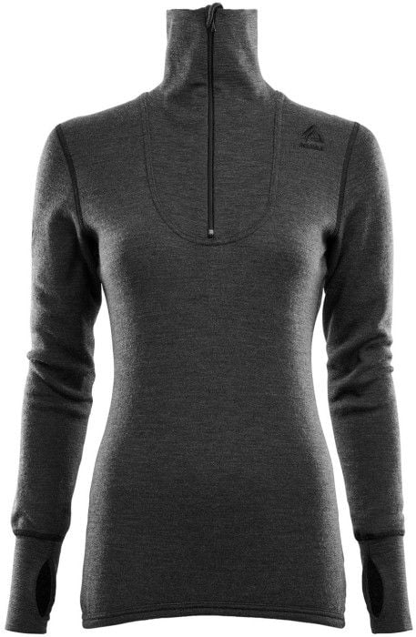 DoubleWool Polo Shirt Zip Woman Marengo/Jet Black
