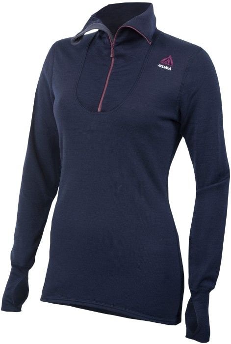 DoubleWool Polo skjorte Zip Woman Peacoat