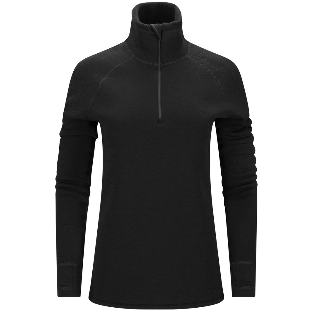 W's Fleecewool V2 Polo W/ Zip Jet Black