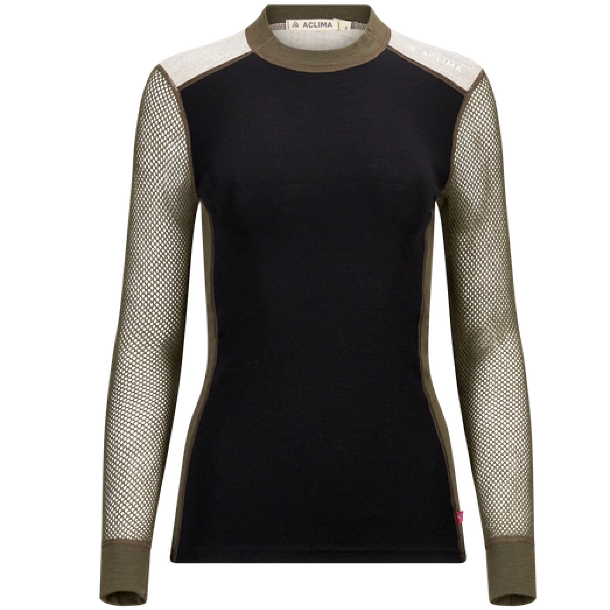W's Woolnet Hybrid Crewneck Jet Black/Tarmac/Beige Melange