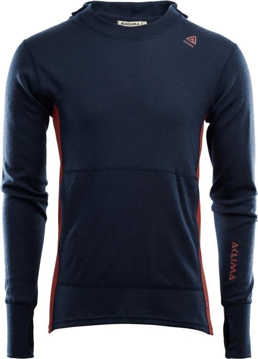 WarmWool Hood Sweater Man Navy Blazer/Red Ochre