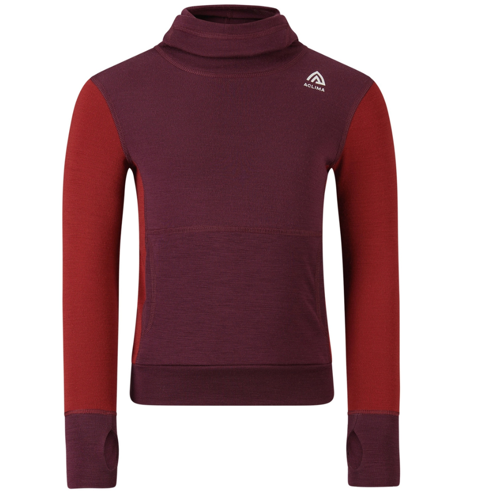 Warmwool Hoodsweater Kids Fig/Red Dahlia