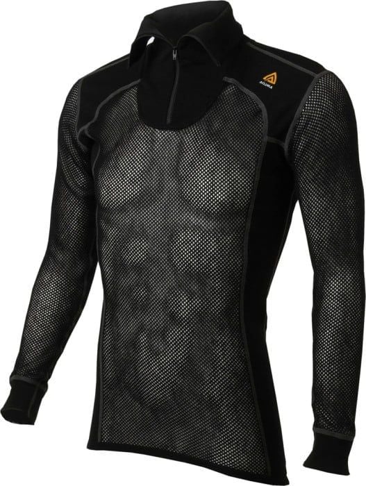 WoolNet Polo Shirt with Zip Man Jet Black