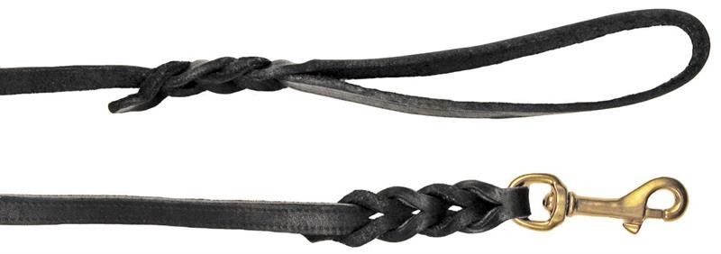 Koppel Läder Svart Mässing 18 mm x 180 cm