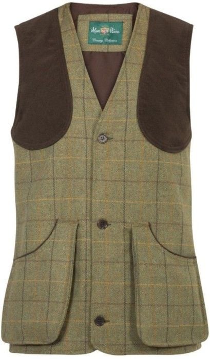 M's Rutland Tweed Shooting Waistcoat Dark Moss