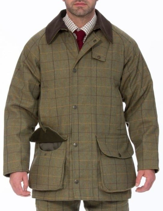 M's Rutland Waterproof Tweed Shooting Coat Dark Moss