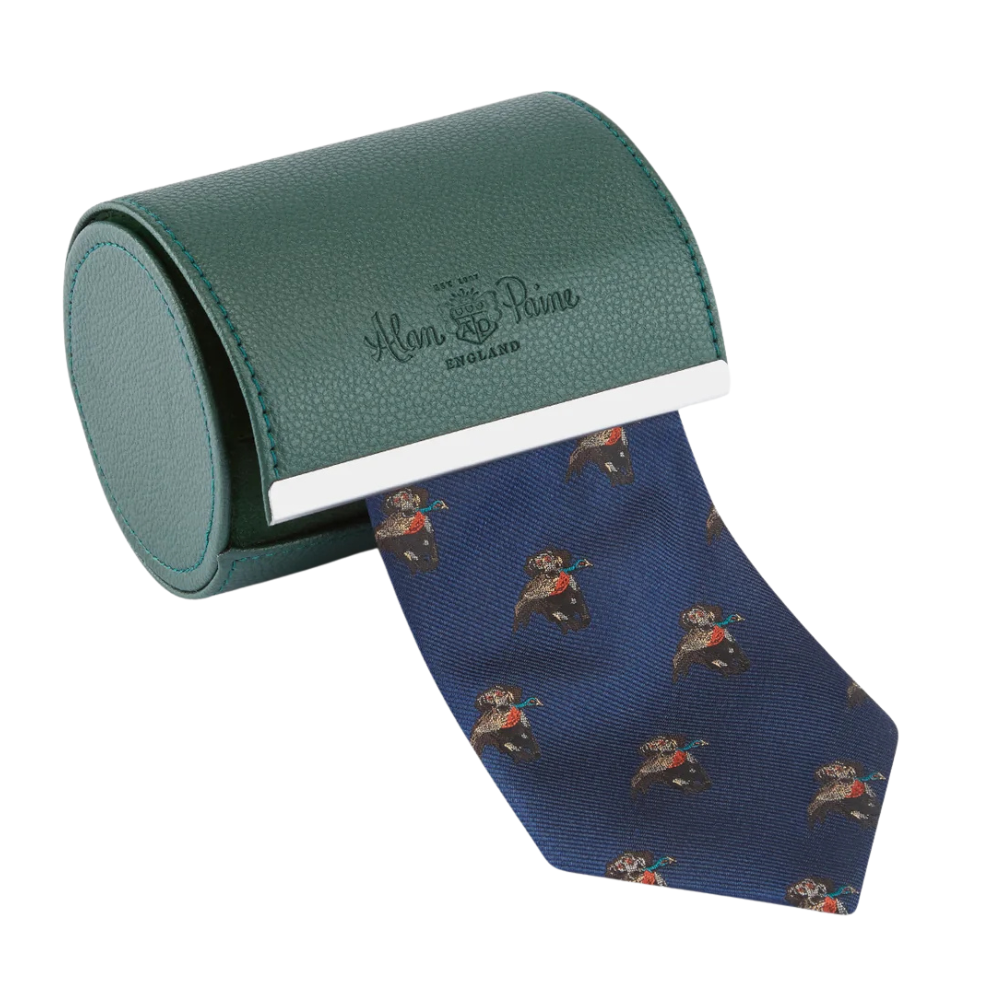 Ripon Silk Tie - Retriever Design Navy
