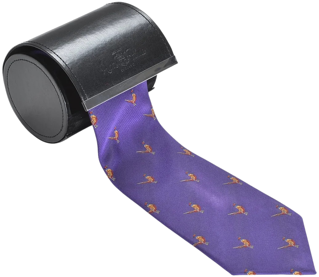 Ripon Silk Tie - Standing Pheasant Purple