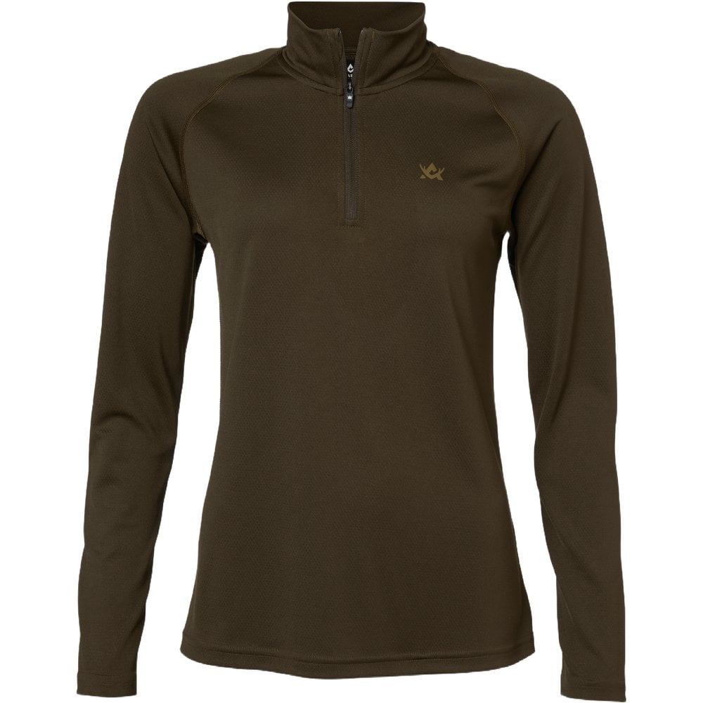 Cooldry Ws Half-Zip Top Solid Brown