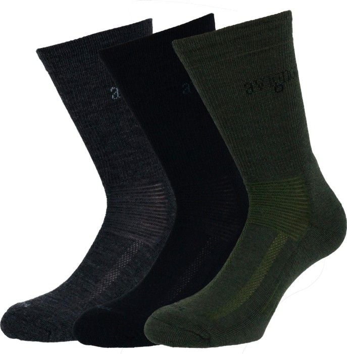 Terry Merinowool Hiking Sock 3-pakk Svart/Grå/Grønn