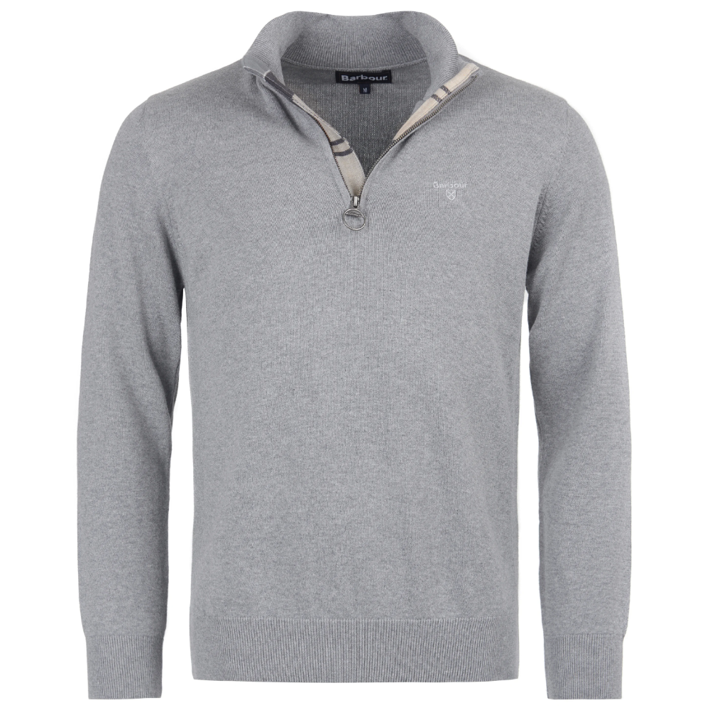 Cotton Half Zip Knit Grey Marl
