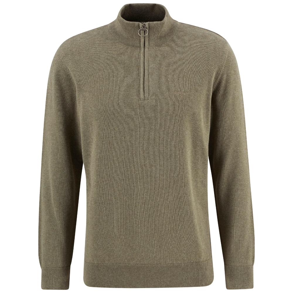 Cotton Half Zip Knit Smokey Olive