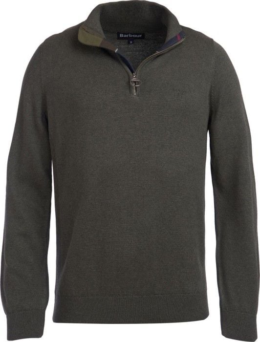 M's Cotton Half Zip Olive Marl