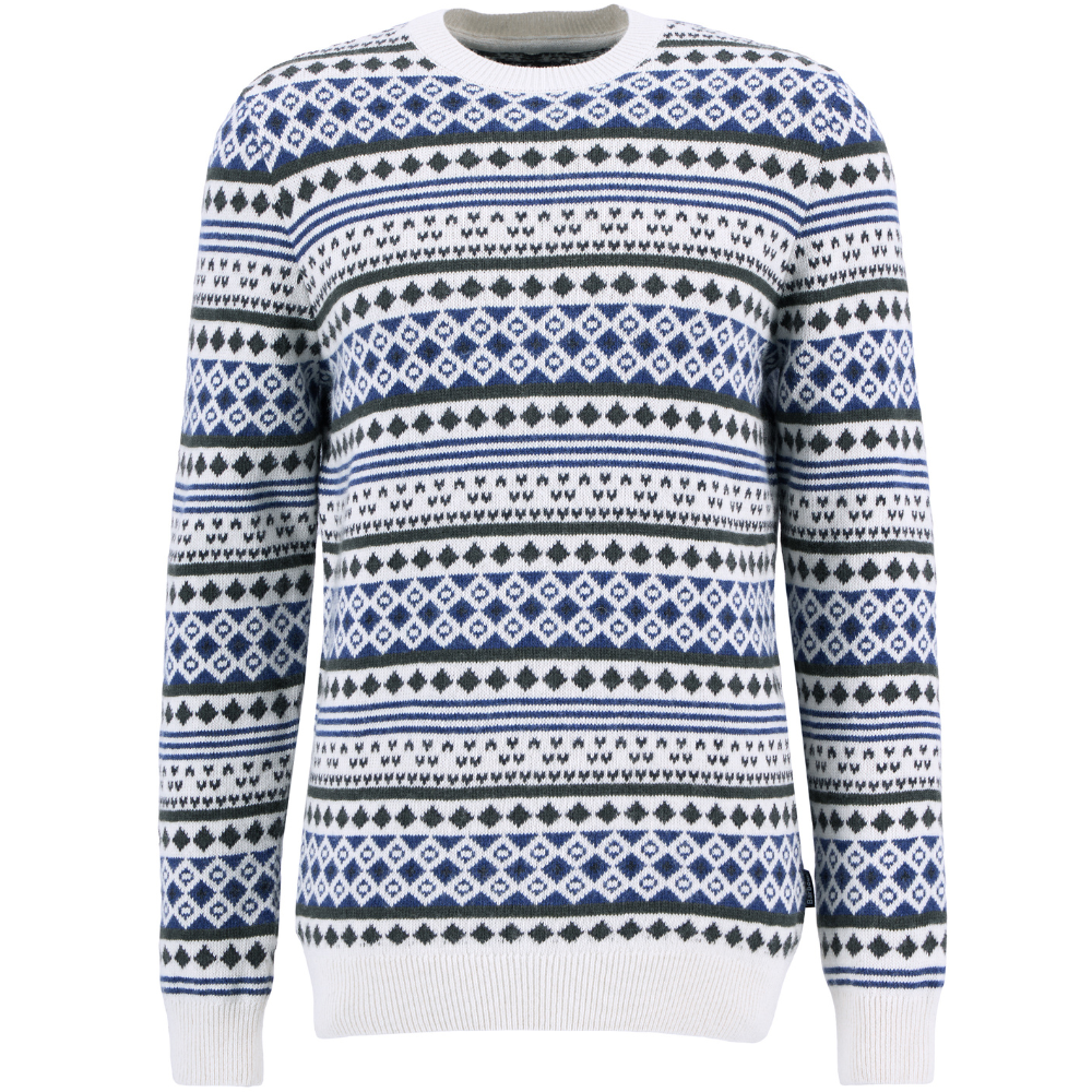 M's Easdale Fair Isle Crew Neck Sweater Whisper White