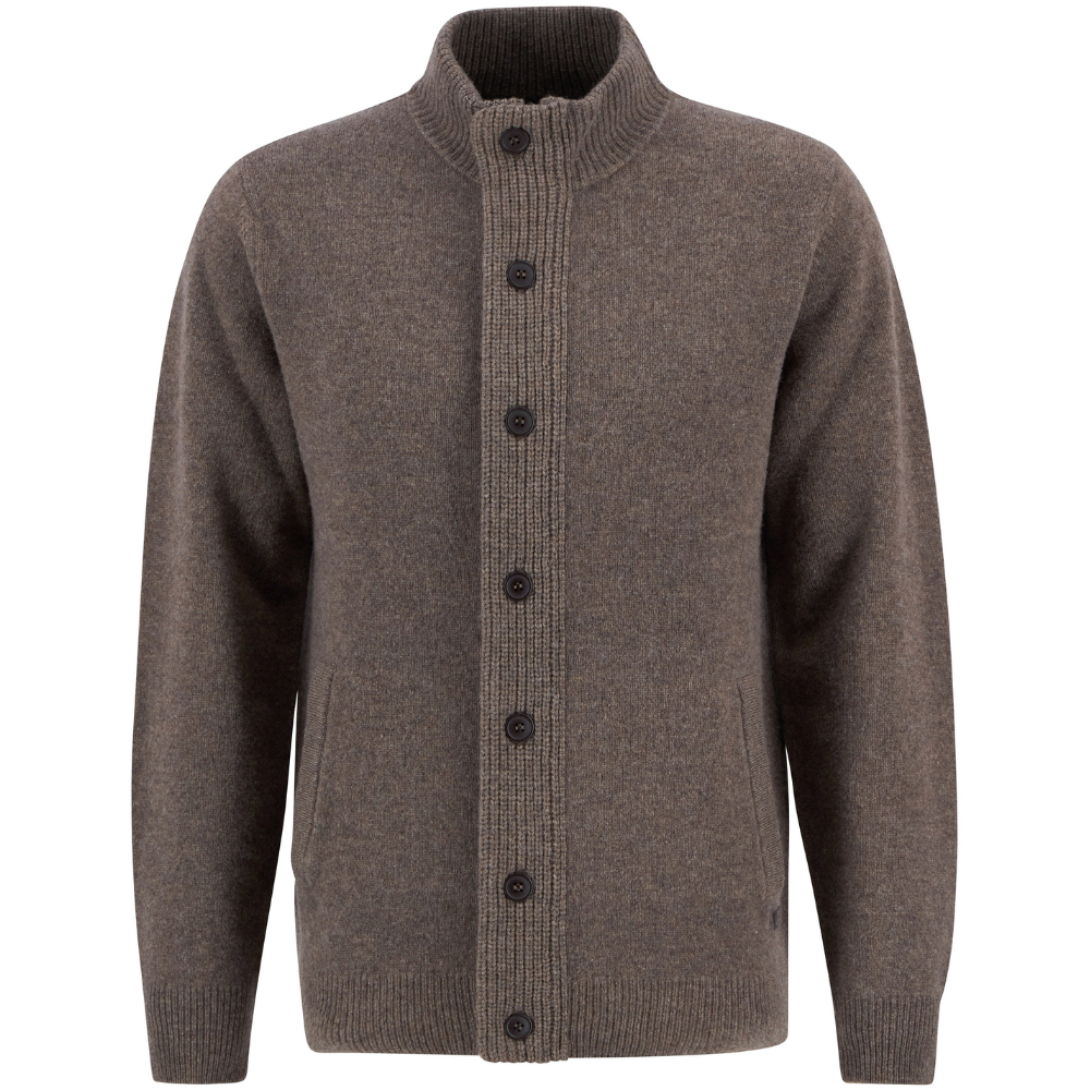M's Essential Patch Zip Through Knitted Jumper Dark Stone