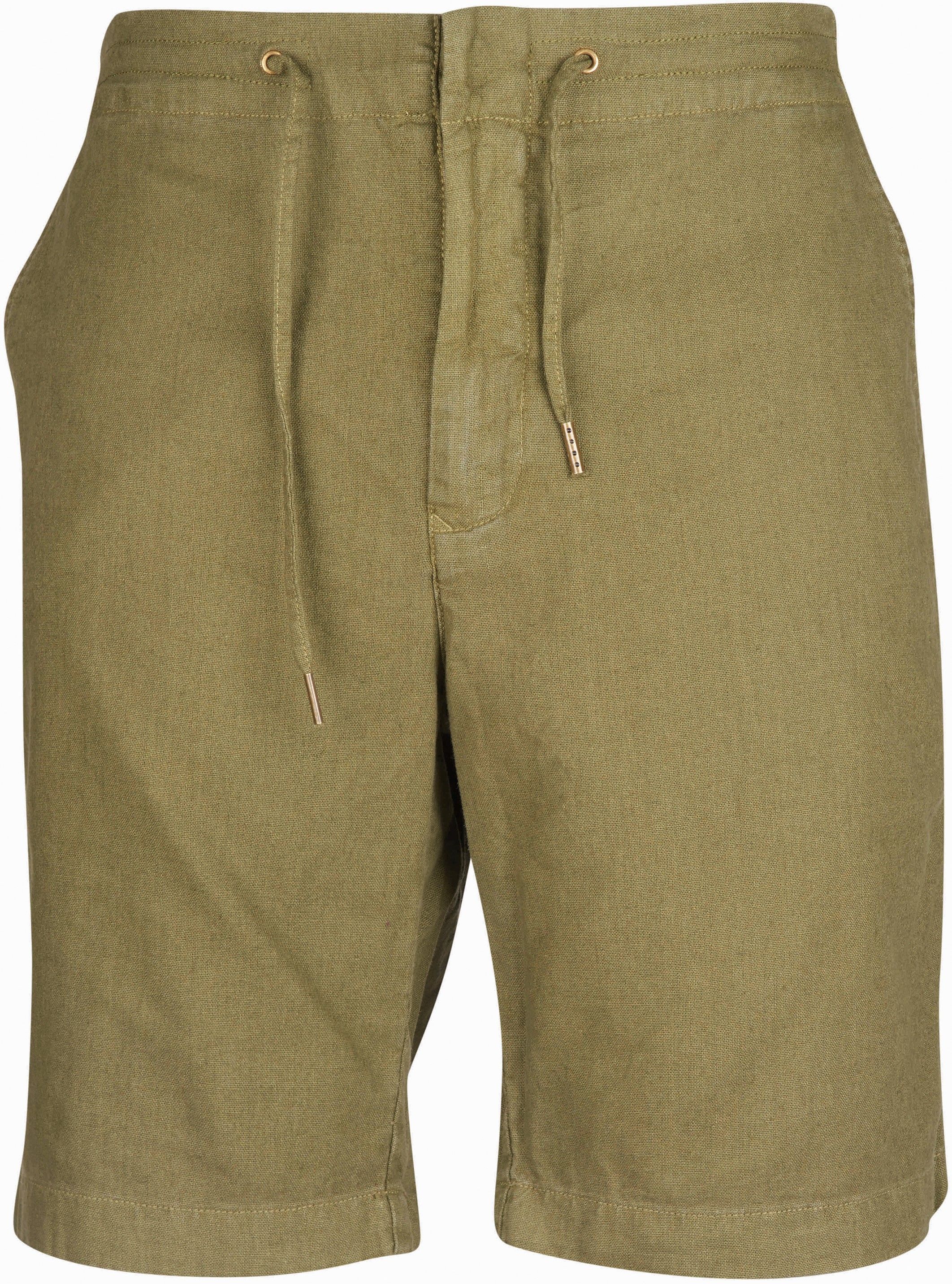 M's Linen Cotton Mix Shorts Military Green