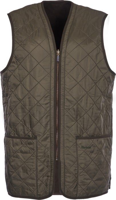 M's Polarquilt Waistcoat Zip In Liner Dark Olive Check