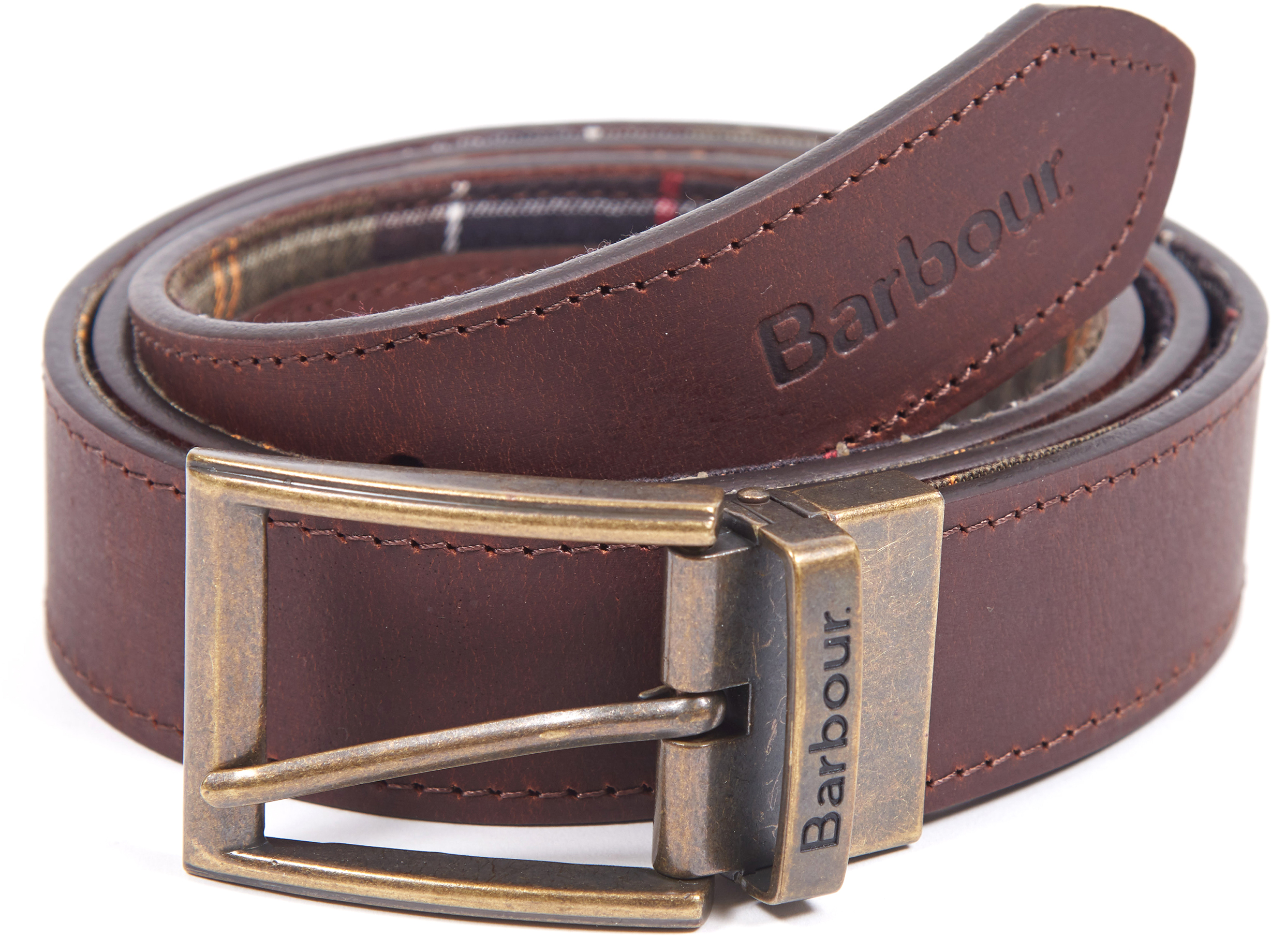 M's Reversible Tartan Leather Belt Classic Tartan/Brown