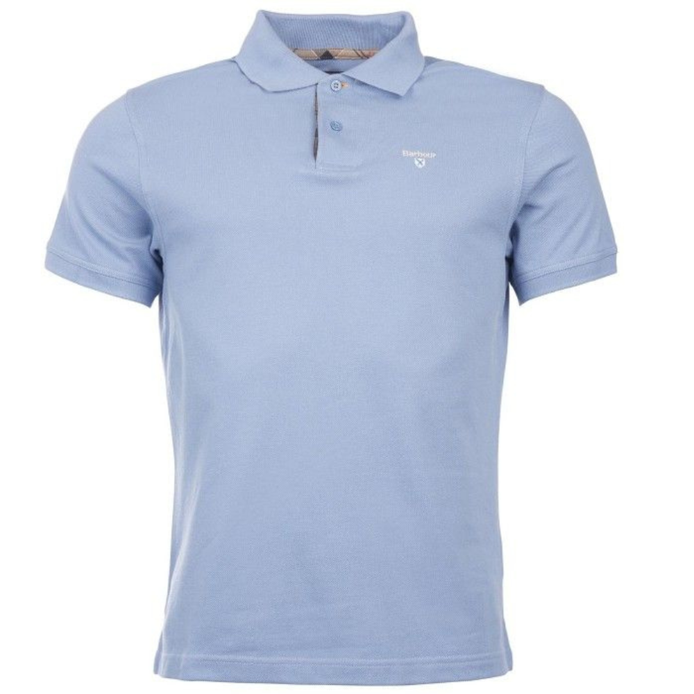 M's Tartan Pique Polo Shirt Sky Marl