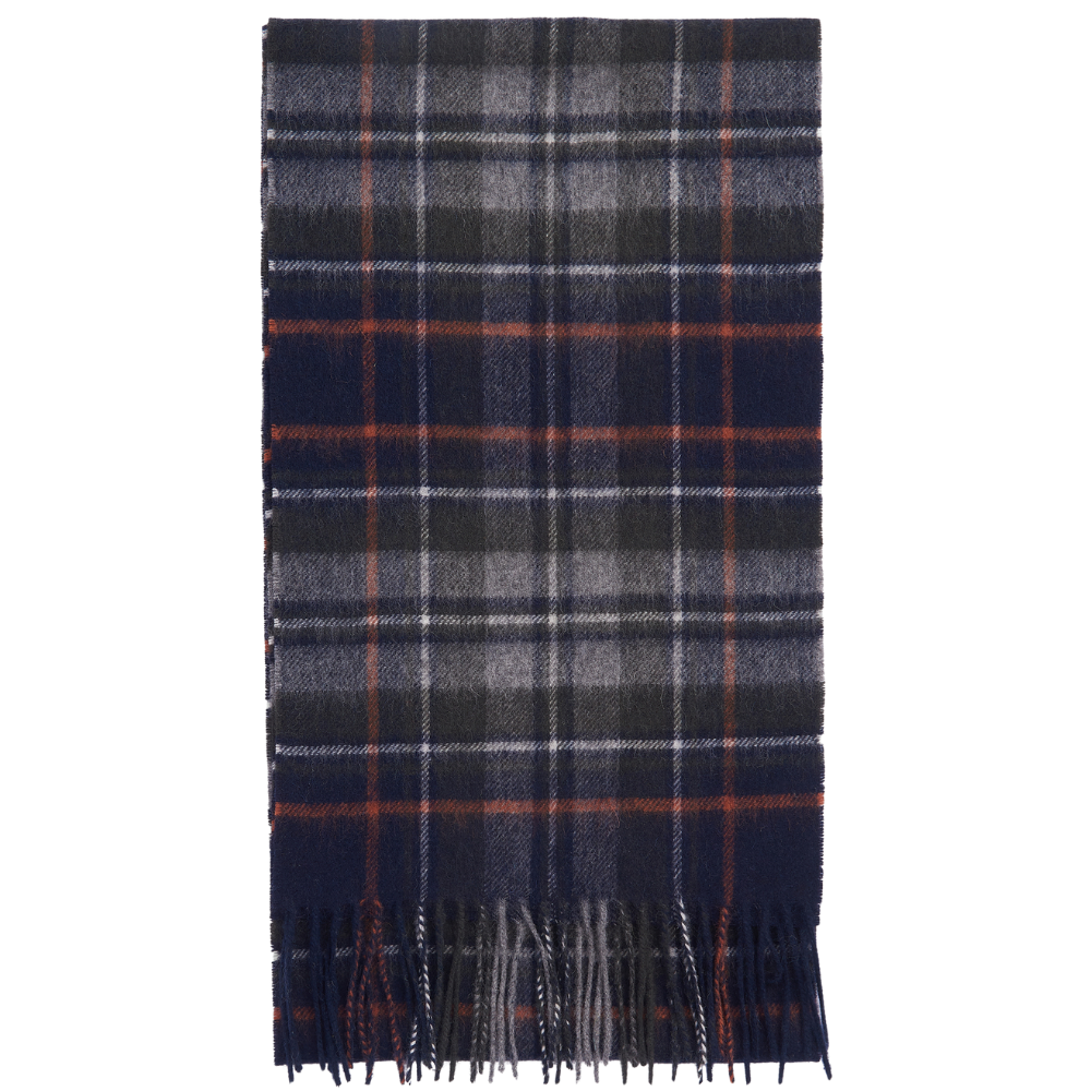 New Check Tartan Scarf Navy/Dark Ginger