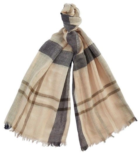 W's Abigail Tartan Scarf Dark Navy/Light Sand