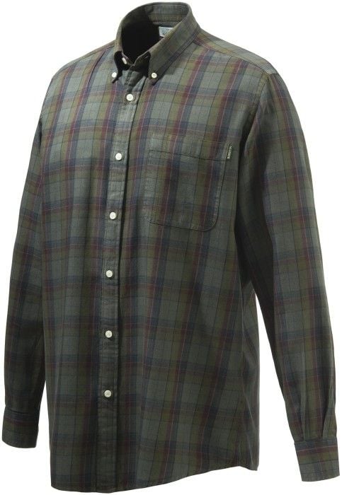 Wood Button Down Shirt Green & Red
