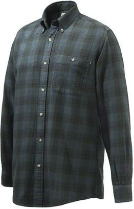 Wood Flannel Button Down Shirt Beige & Green