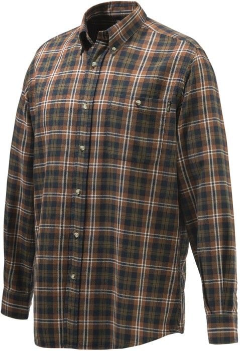 Wood Flannel Button Down Shirt Tobacco