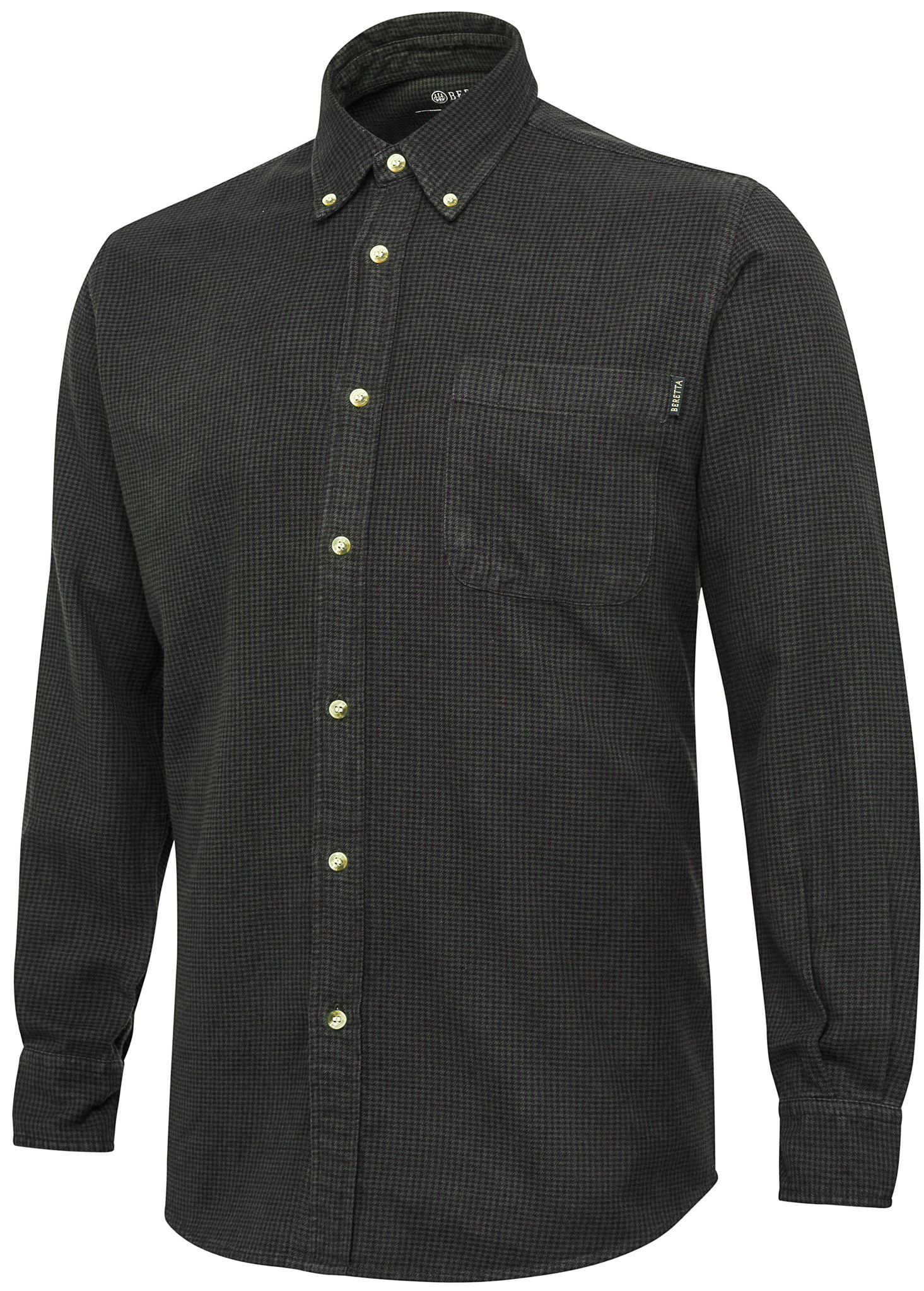 Wood Pied de Poule Shirt Green Moss