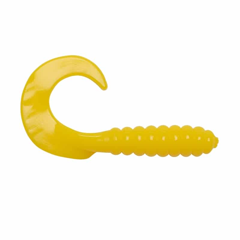 Big Bite Baits Curl Tail Grub Yellow 7cm 10-pack