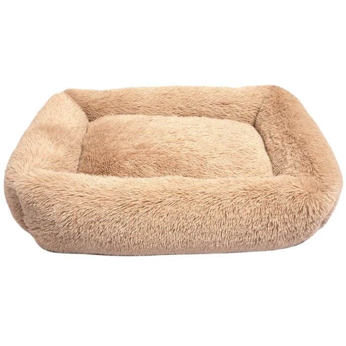 Fluffy Calming Bed Rectangle L Beige