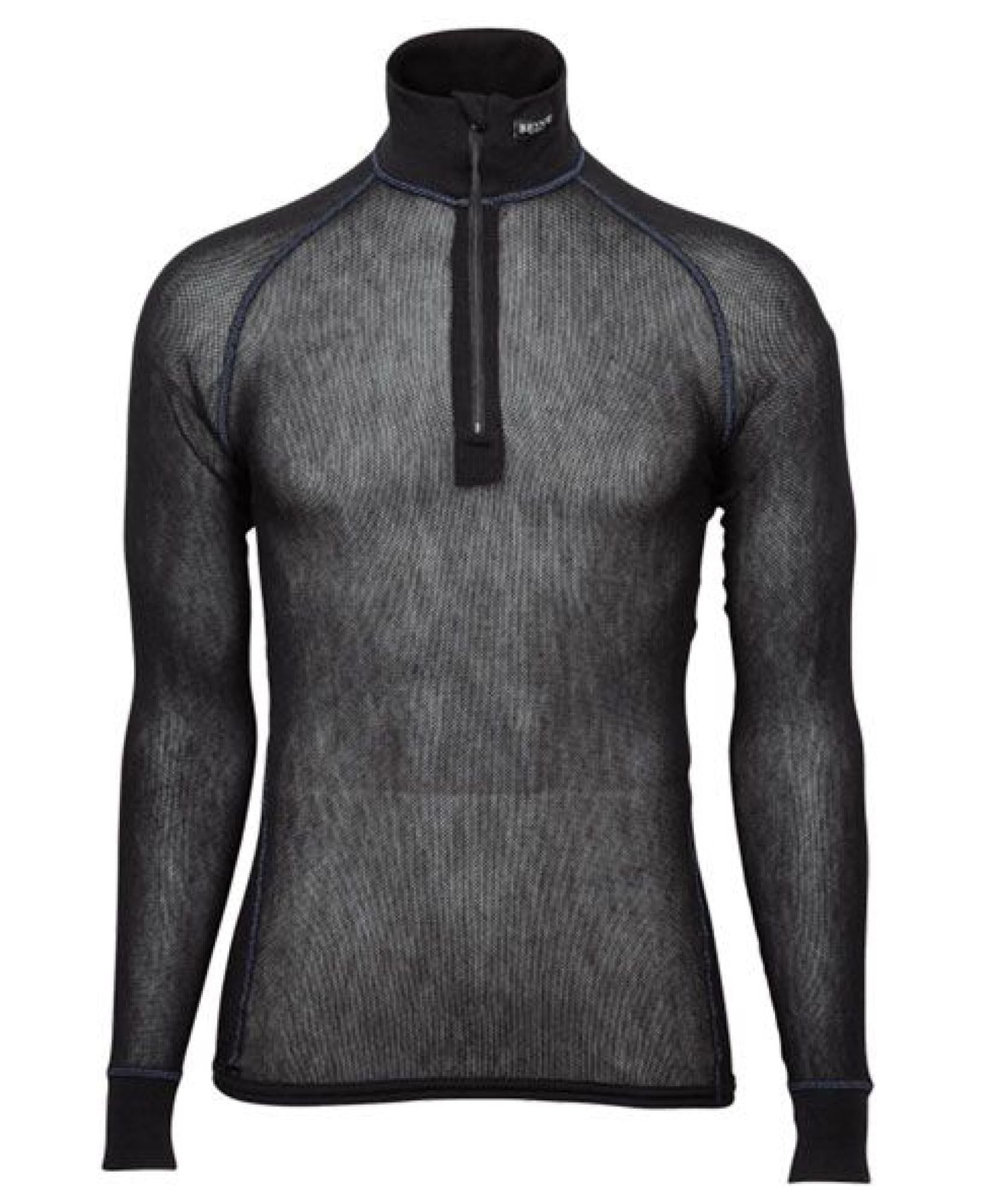 Wool Thermo Light Zip-polo 3/4 Black