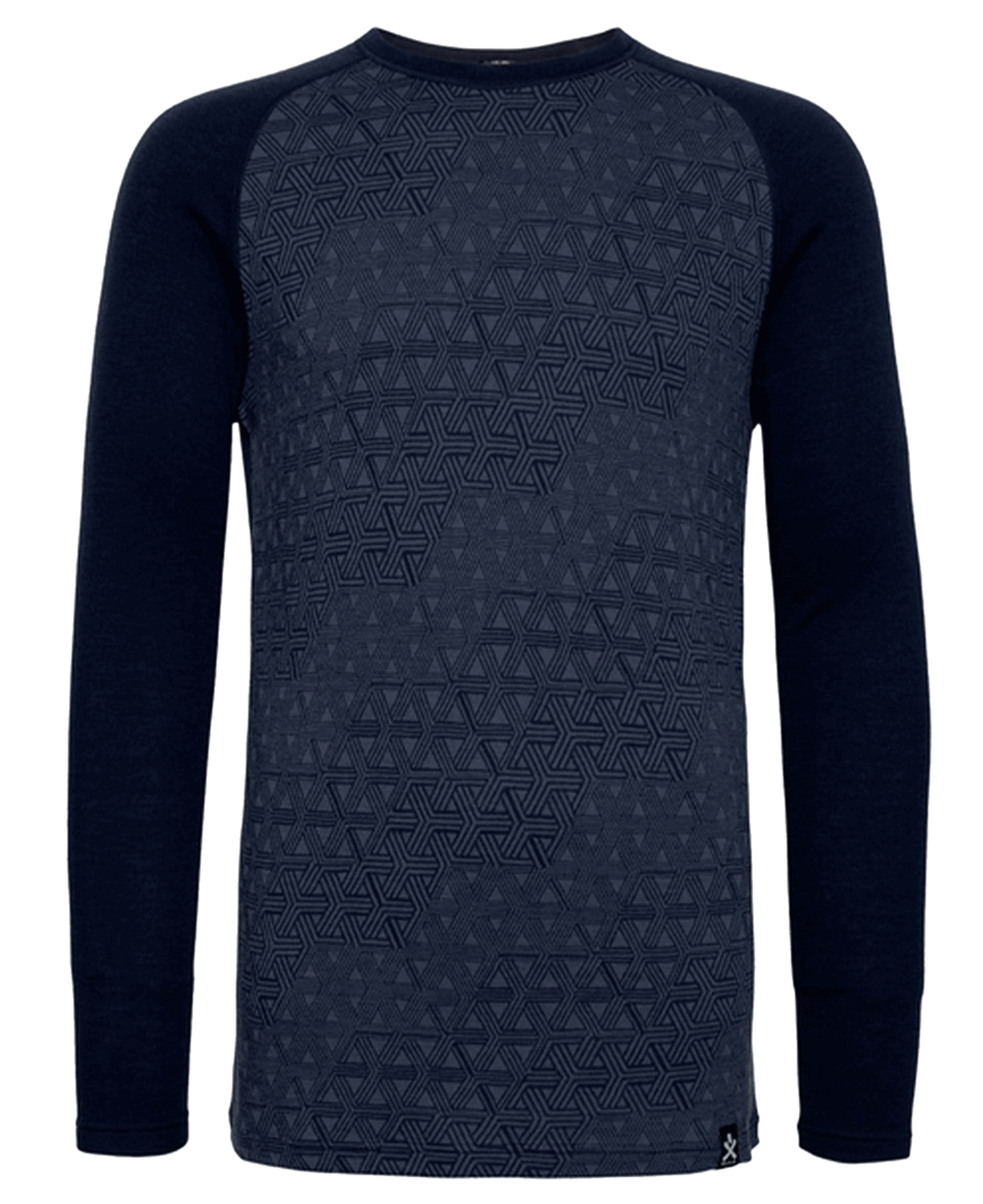 Geo Merino Wool Crew Navy