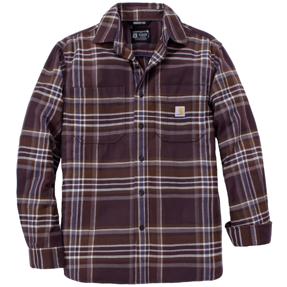 Carhartt M's Flannel Long-Sleeve Plaid Shirt Dark Sepia