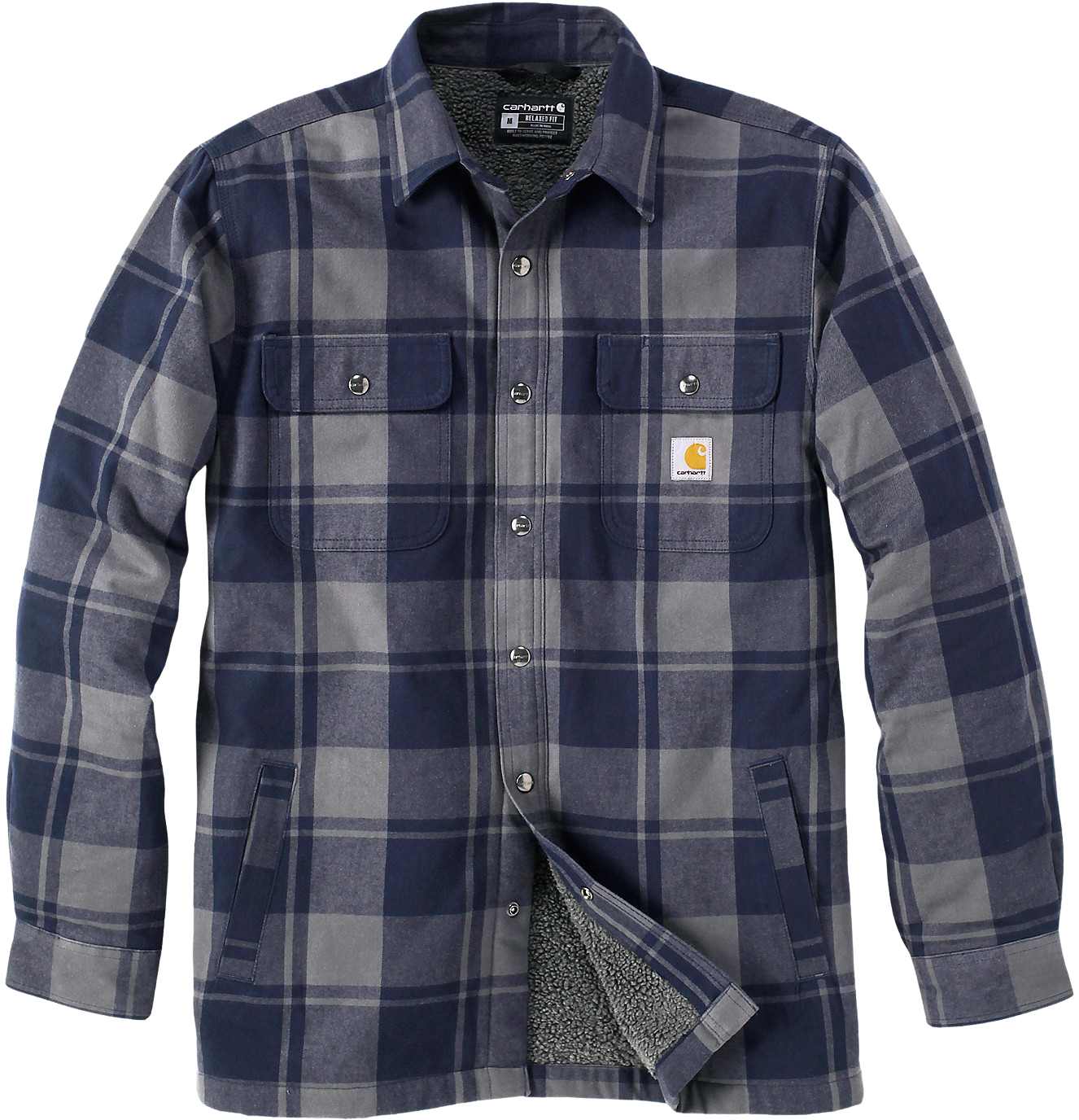 Carhartt M's Flannel Sherpa Lined Shirt Jacket Navy
