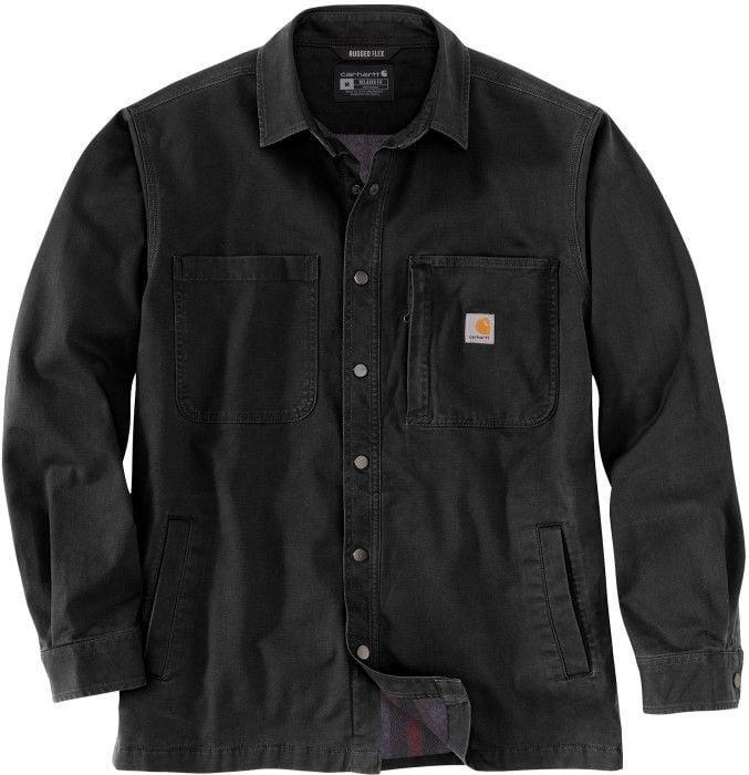 Carhartt M's Fleece Lined Snap Front Shirt Jacket Black