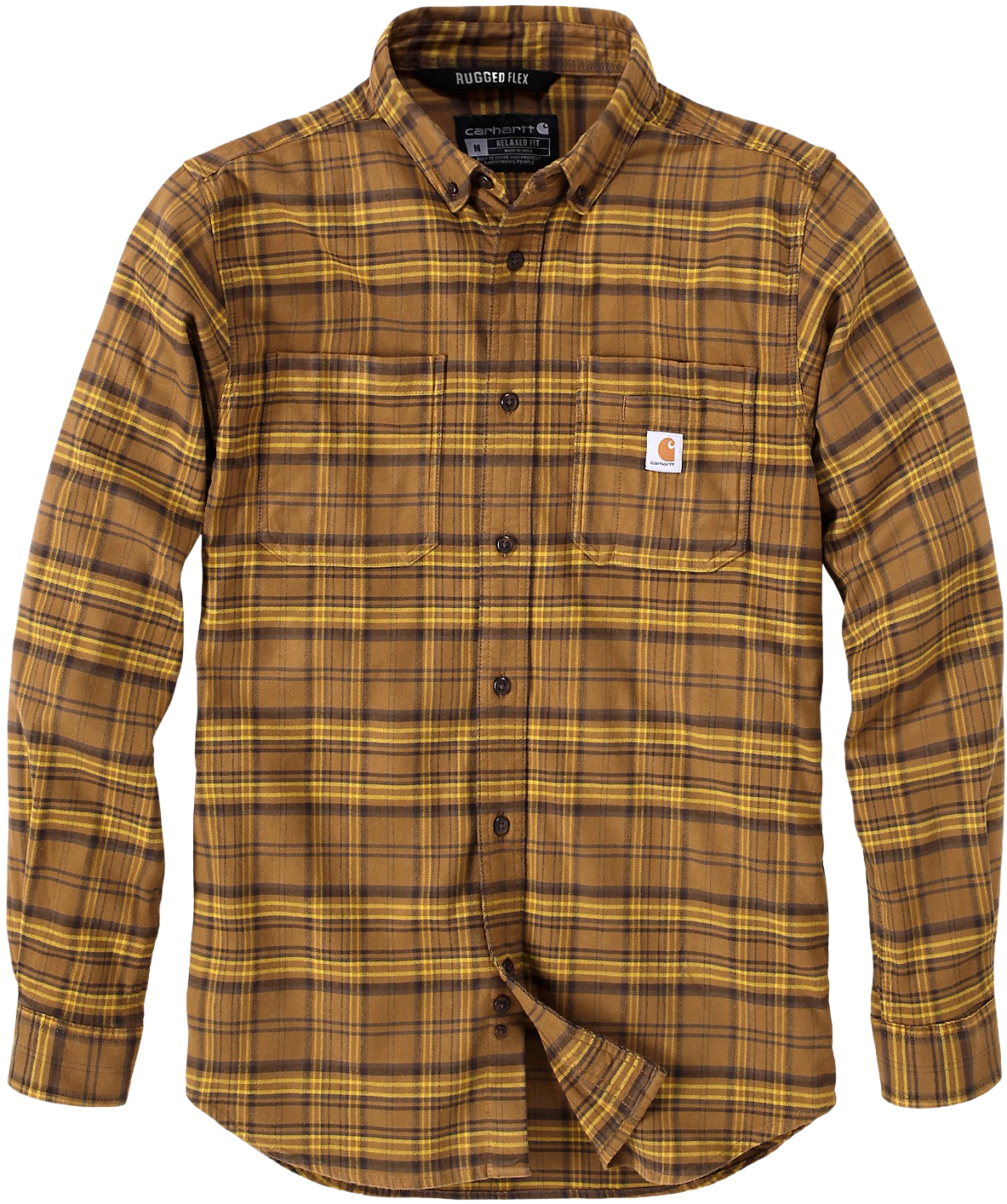 Carhartt M's Midweight Flannel L/S Plaid Shirt Oak Brown