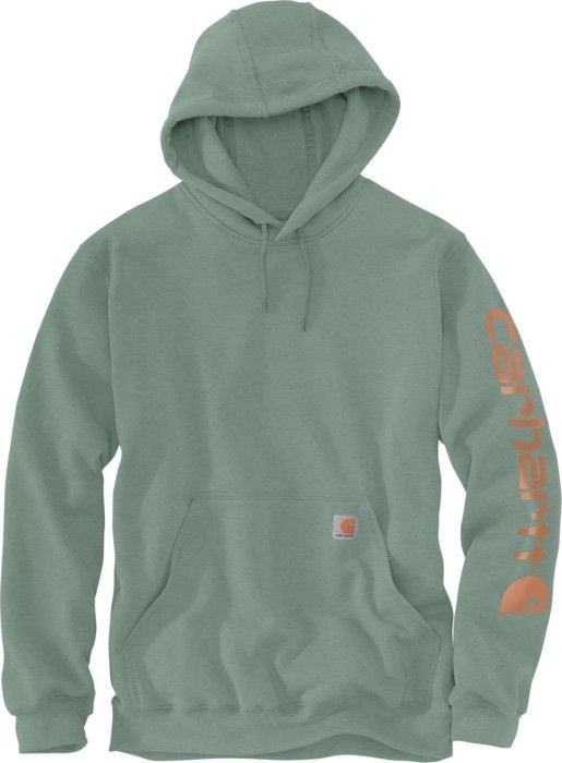 Carhartt M's Sleeve Logo Hooded Sweatshirt Leaf Green Heather
