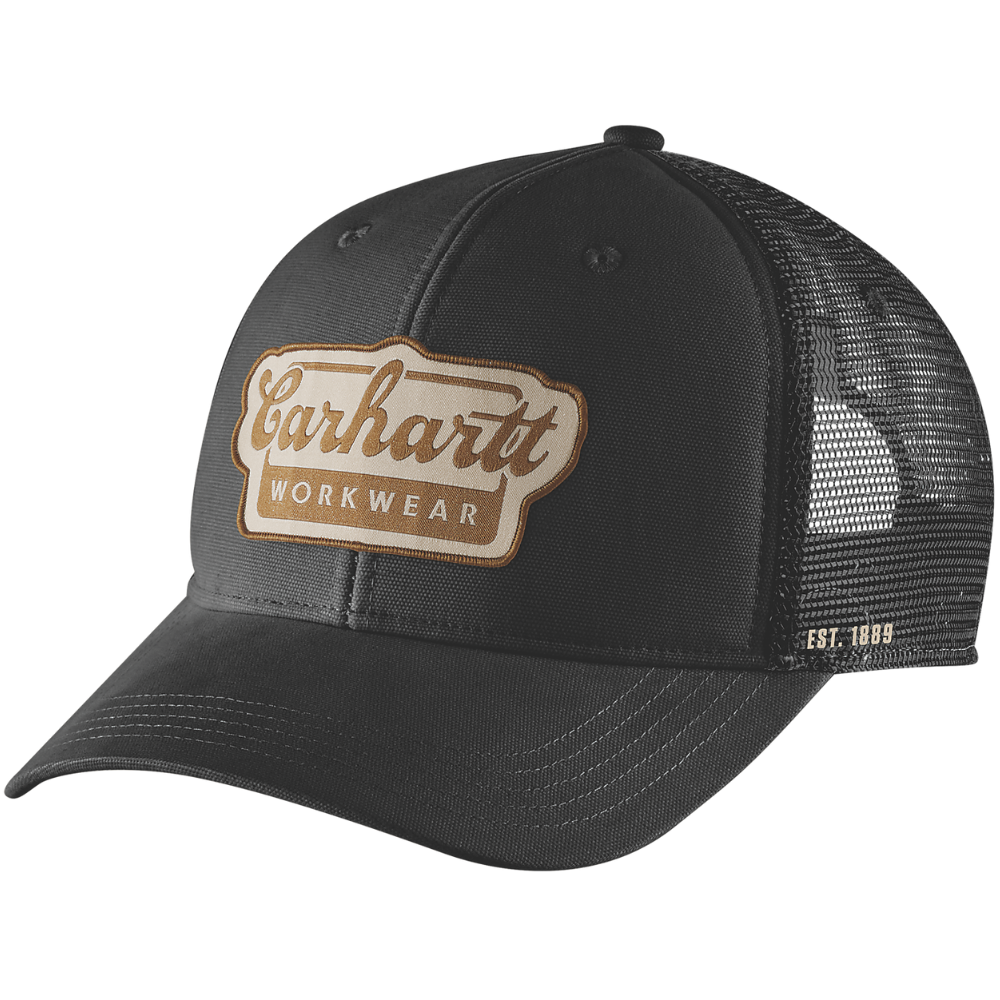 Carhartt M's Twill Mesh-Back Script Patch Cap Black