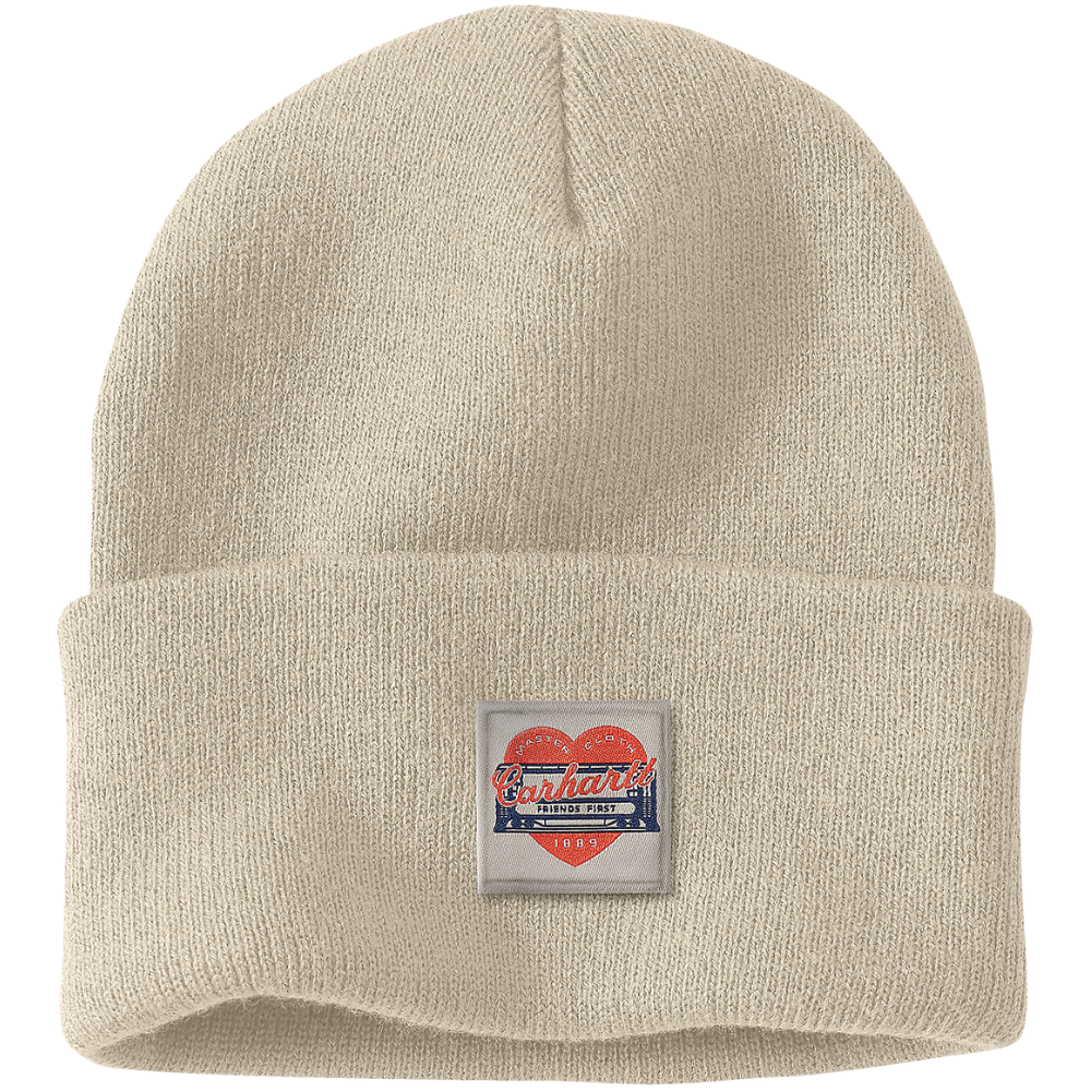 Carhartt W's Knit Heart Patch Beanie Oat Milk