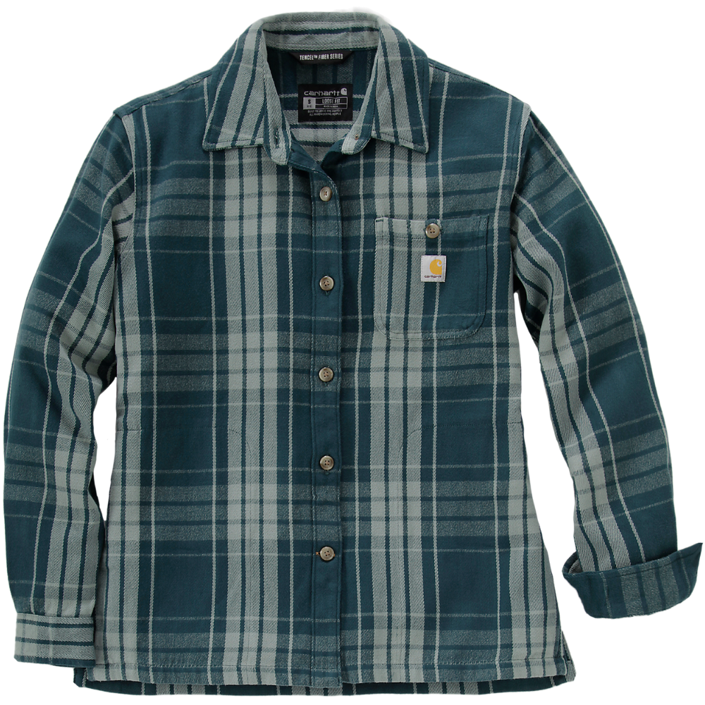 Carhartt W's Loose Fit Twill Plaid Shirt Greenstone