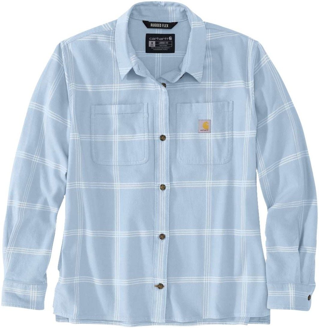 Carhartt W's Midweight Flannel L/S Plaid Shirt Neptune