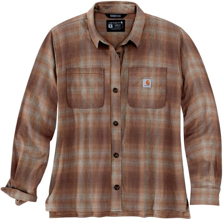 Carhartt W's Midweight Flannel L/S Plaid Shirt Stucco