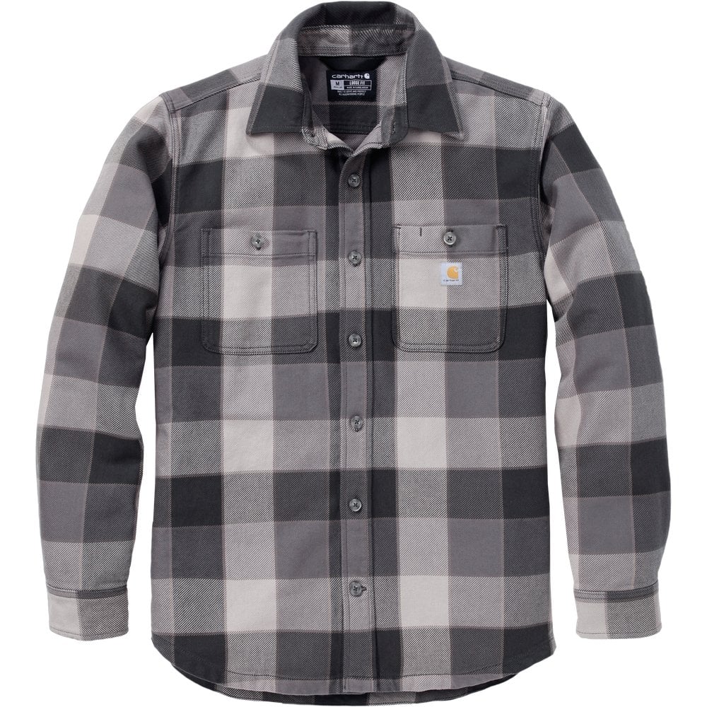 Everett Loose Ls Plaid Shirt Mud Gray