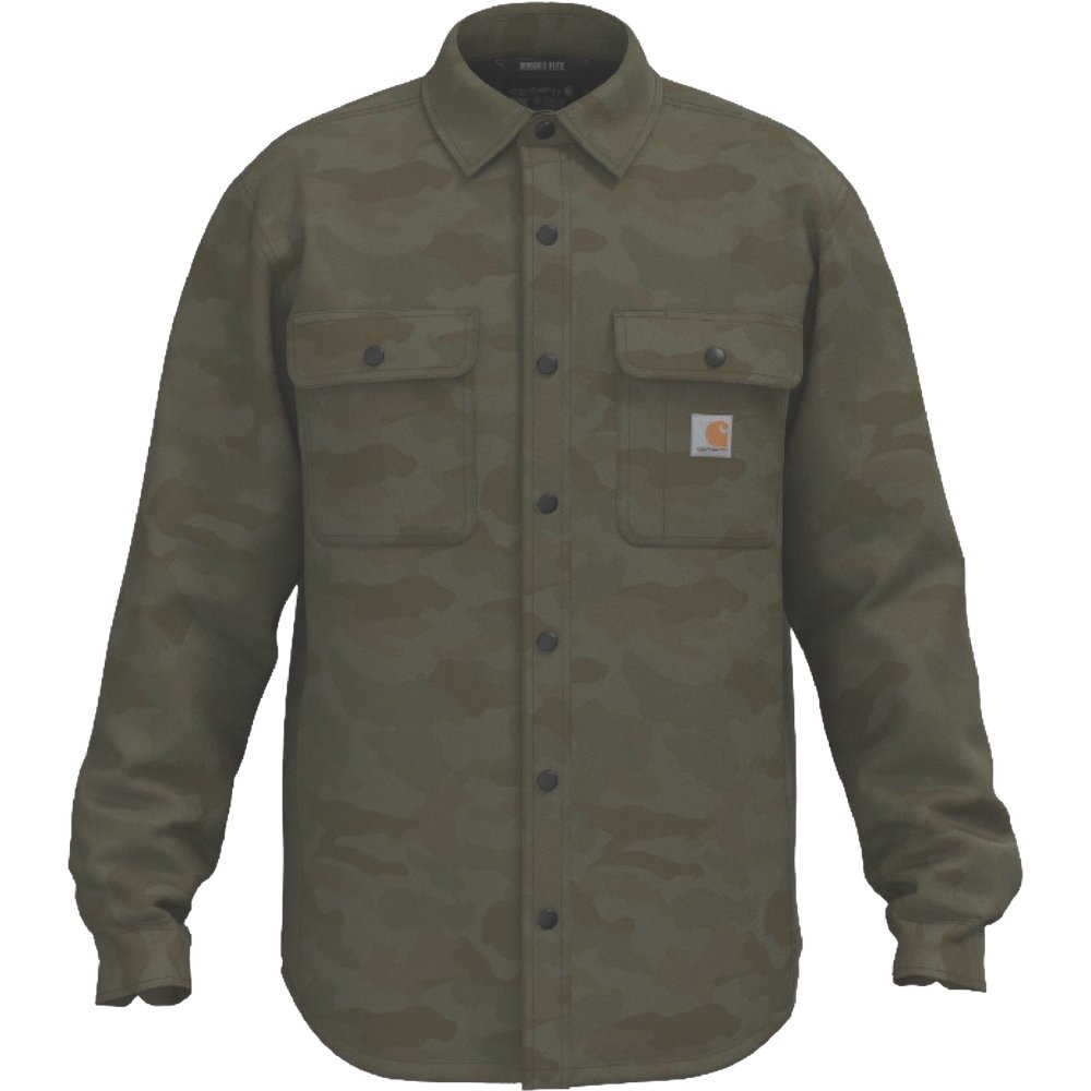 M's Canvas Fleece-Lined Shirt Jacket Army Green Camo