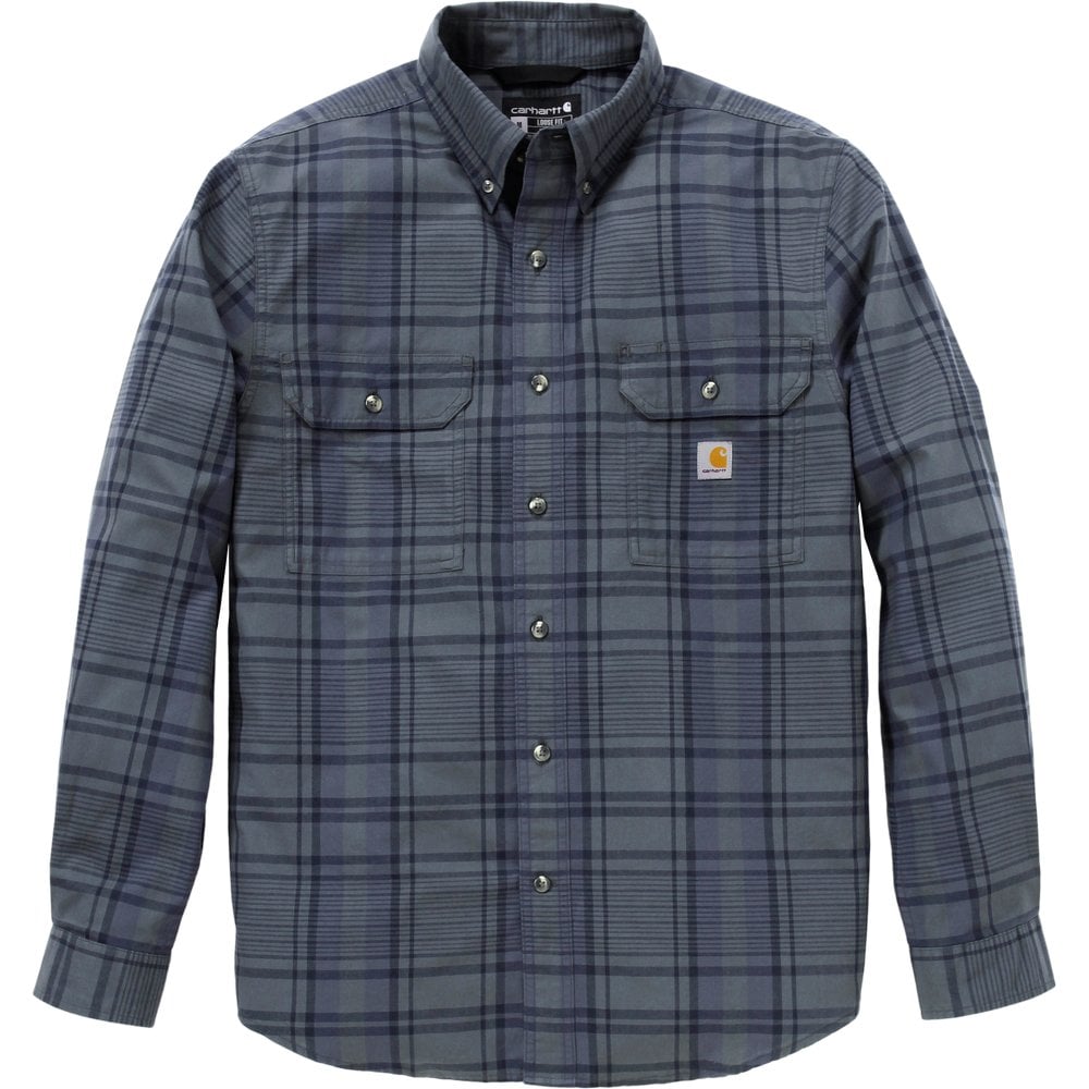 M's Fort Loose LS Plaid Shirt Navy/Deep Smoke Blue